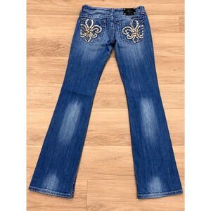Miss Me 28x34 Bootcut Jeans Embellished back pockets Stretch Denim EUC